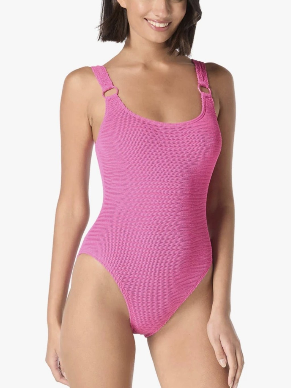 Vince Camuto Hot Pink Textured One-Piece Swim